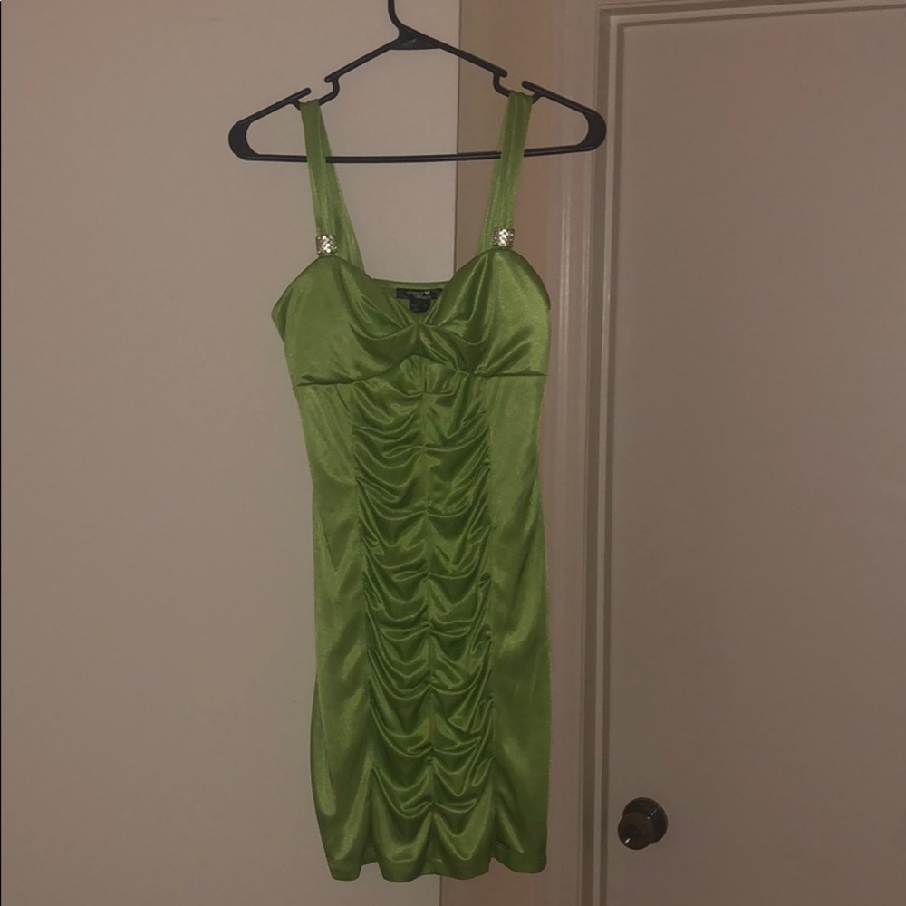 Lime green short formal  dress.